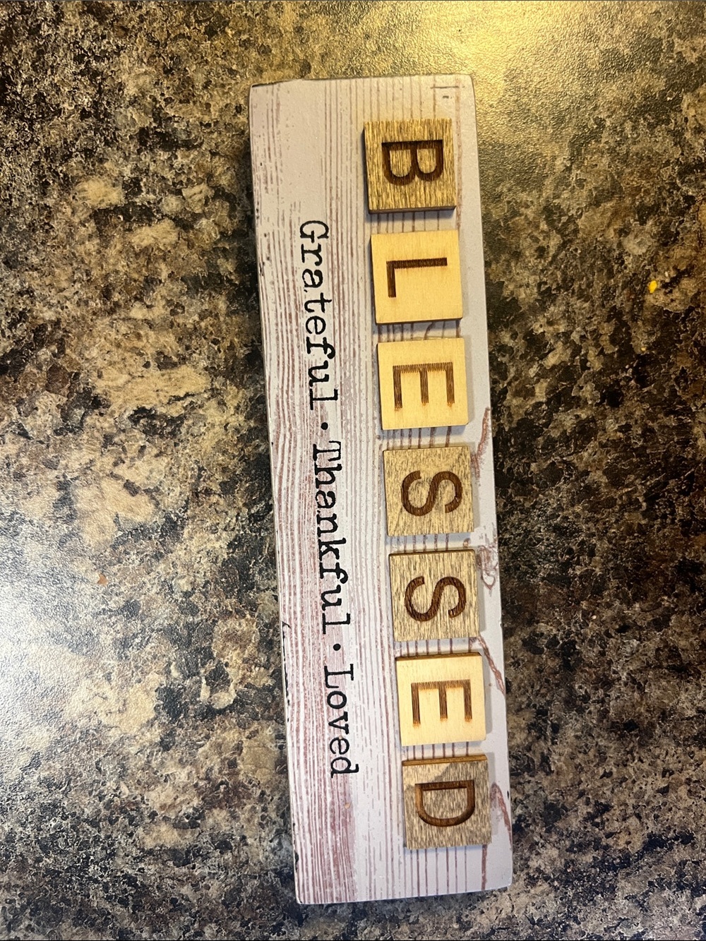 Blessed Wooden Scrabble Block Sign - Grateful Thankful Loved - Picture 2 of 3